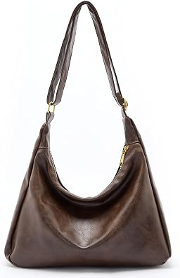 Vintage Brown Soft Leather Hobo Shoulder Bag – Large Capacity Casual Handbag